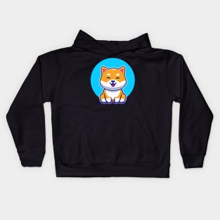 Cute Shiba Inu Dog Sitting Cartoon Kids Hoodie